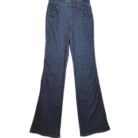 Blue Pinstripe Wit & Wisdom Skyhigh Flare Leg Jeans Size 4 - Picture 1 of 7